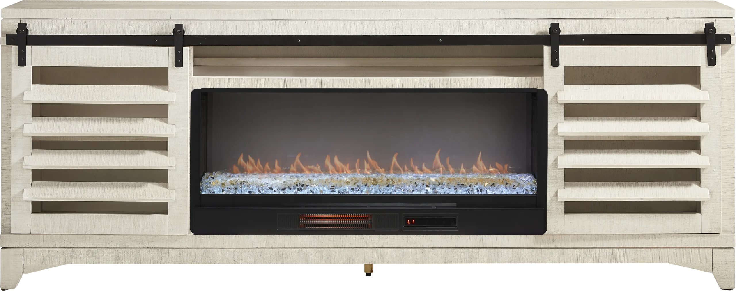 Canoe Creek White 88 in. Console with Electric Fireplace