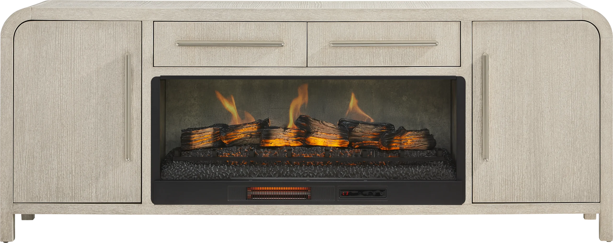 Canyon Light Gray 84 in. Console with Electric Log Fireplace