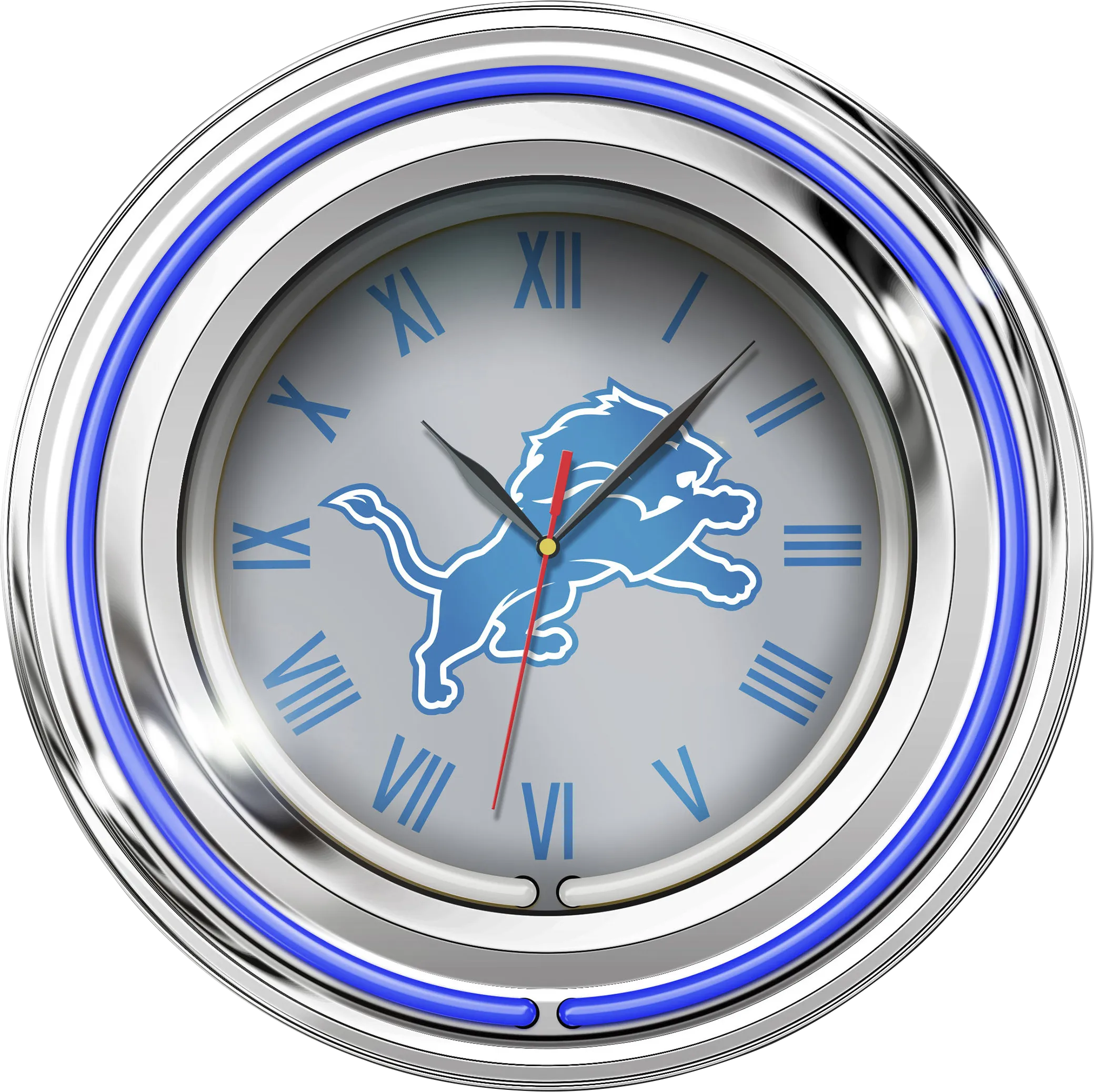Detroit Lions Gray Neon Wall Clock