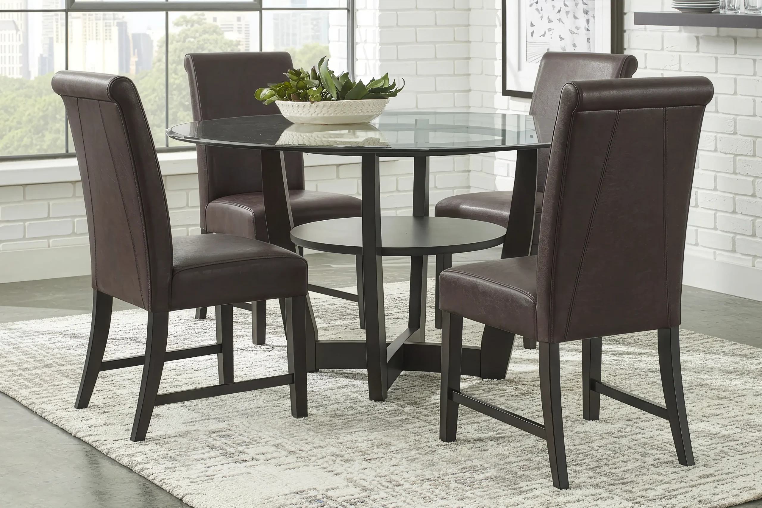 Ciara Espresso 5 Pc 48" Round Dining Room with Chocolate Chairs