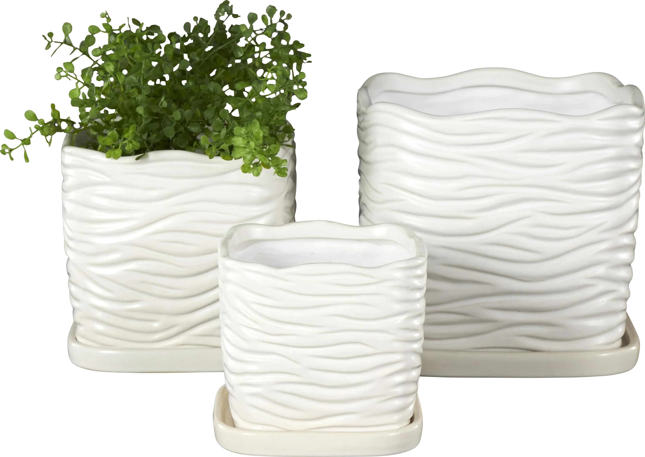Deluge White Planter, Set of 3