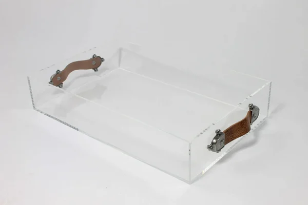 Acrylic Serving Tray with Leather Handles by Jamie Dietrich