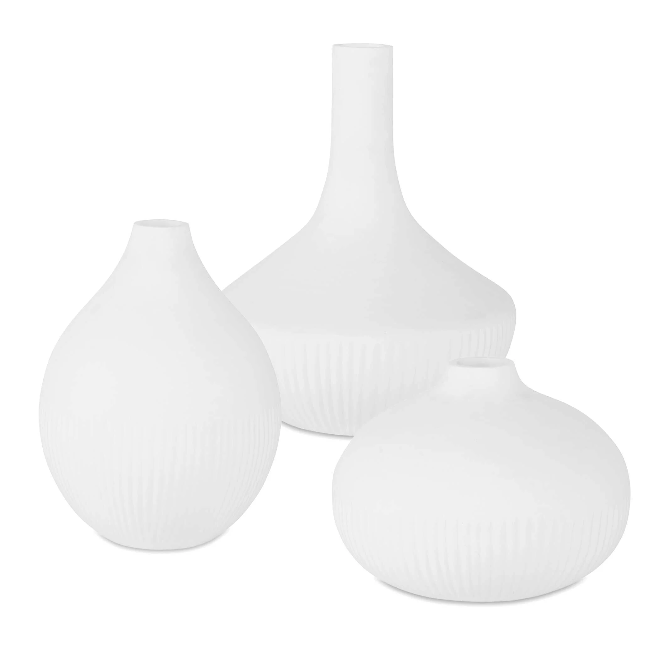 Apothecary Satin White Vases, Set/3