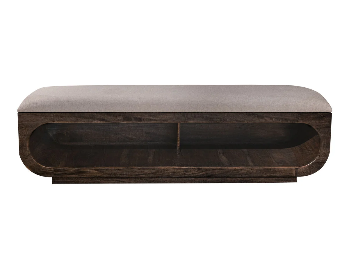 Black Balam - Wooden Bench With Fabric Cushioned Seat - Oil Black