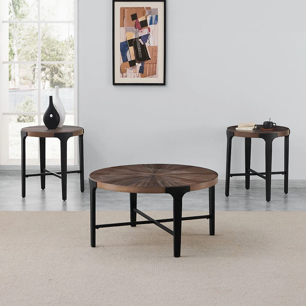 Chevron - 3 Piece Table Set - Brown