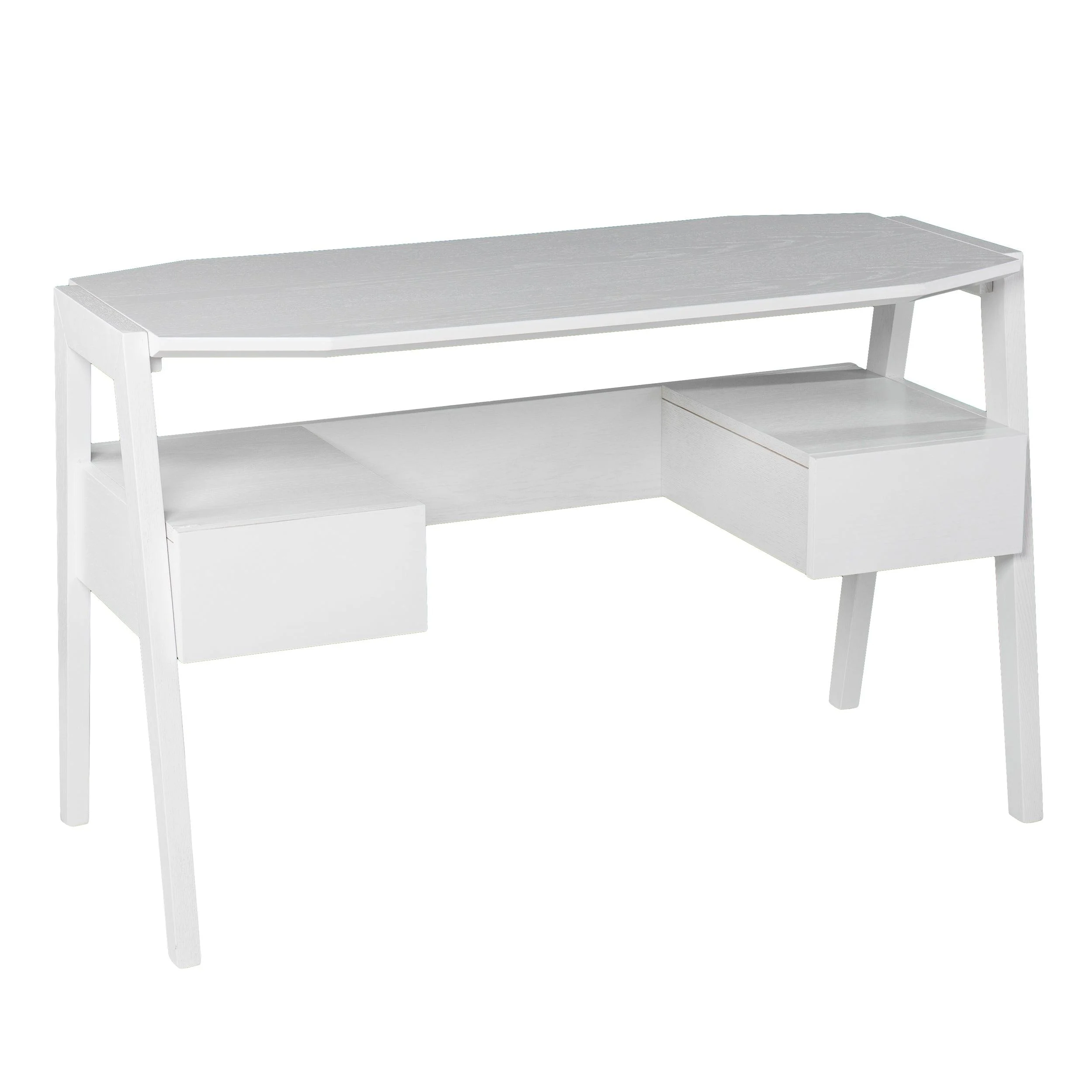 Clyden Midcentury Modern Writing Desk w/ Storage - White