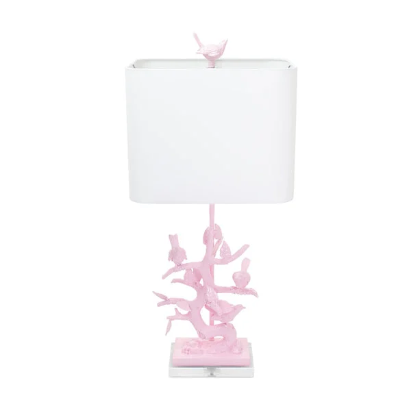 Couture Lighting 29"H Bird On Branch Table Lamp Blushing Bride Pink