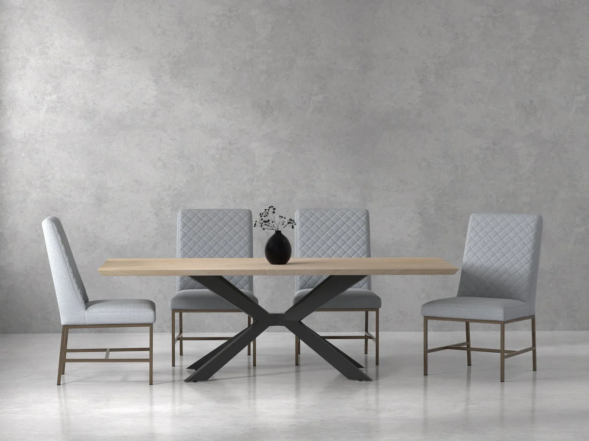 Crossings - Rectangular Dining Table With 4 Upholstered Chairs - Natural & Pearl Silver