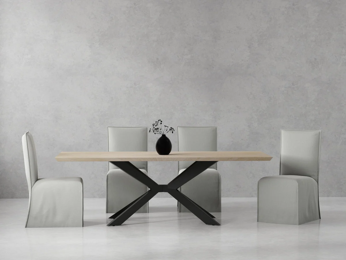 Crossings - Rectangular Dining Table With 4 Upholstered Chairs - Natural