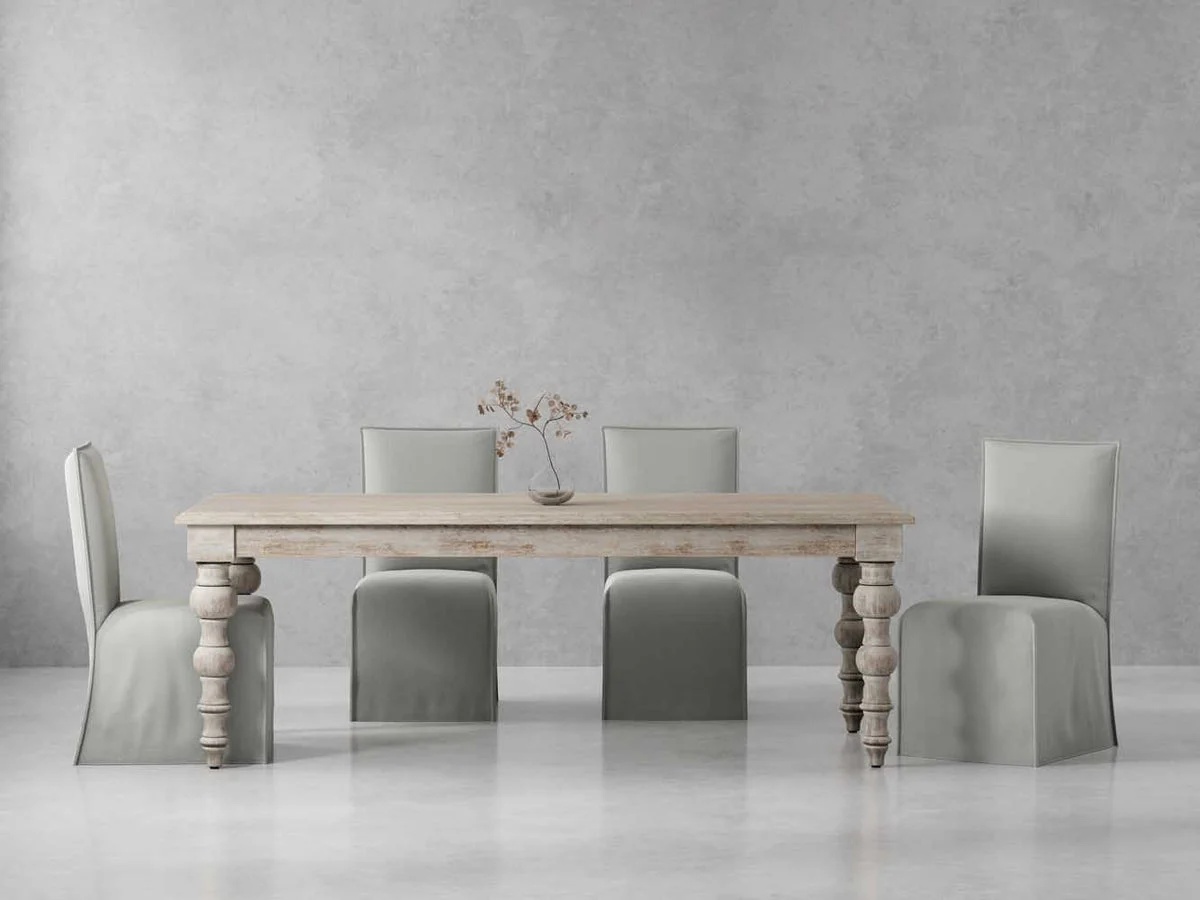 Crossings - Rectangular Dining Table With 4 Upholstered Chairs - Whitewash