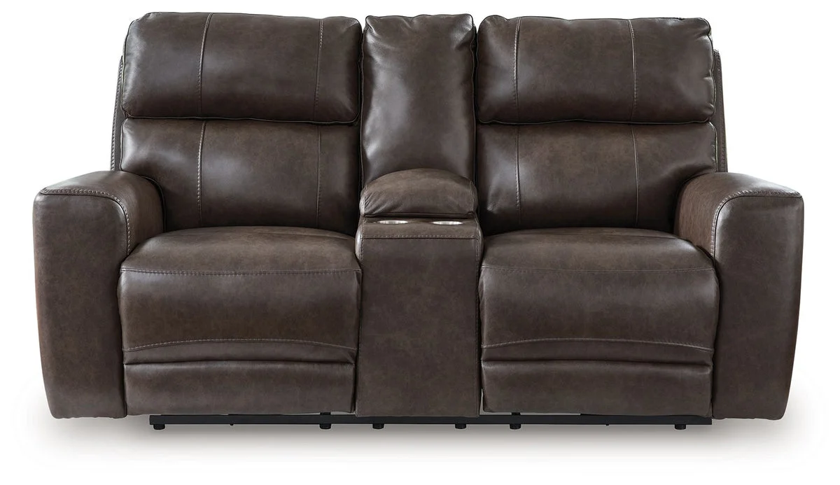 Crossplex - Smoke - Power Recline Loveseat / Console / Adjustable Headrest
