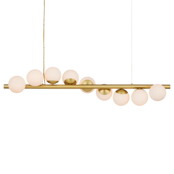 Currey & Company Barcarolle 48" Brass 9 Light Linear Chandelier