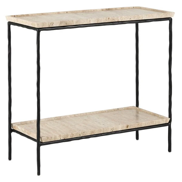 Currey And Company Boyles Travertine Side Table