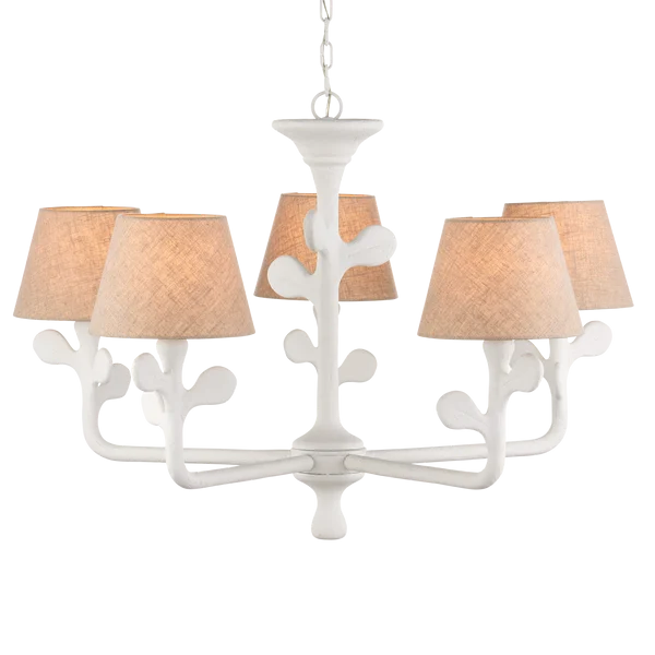 Currey & Company Charny 42" White 5 Light Chandelier