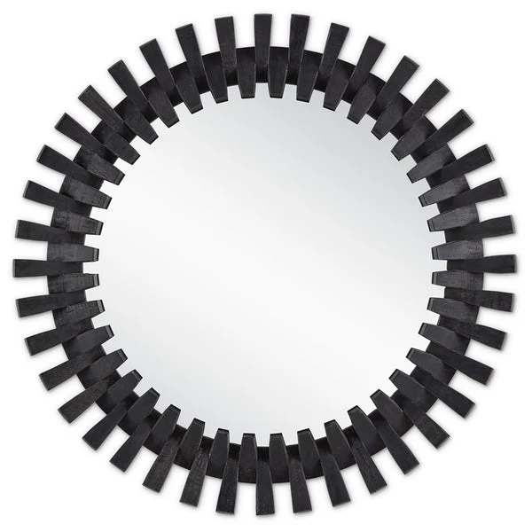 Currey And Company Diza Round Black Mirror
