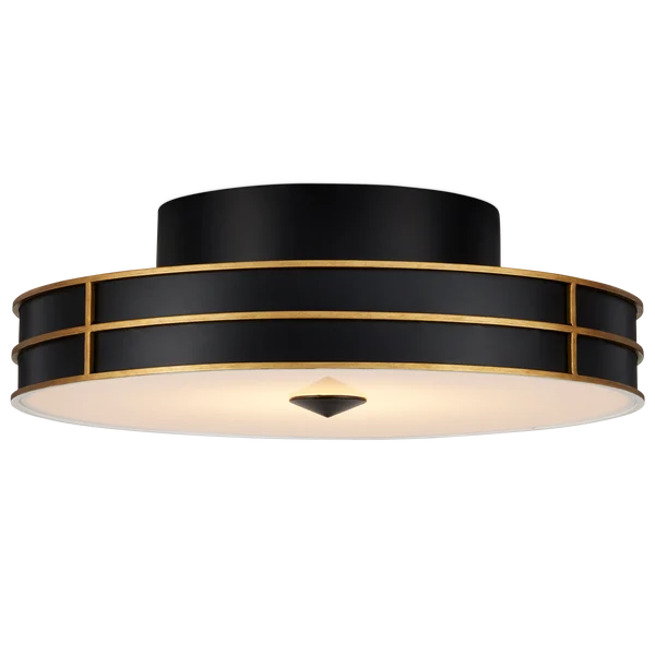 Currey & Company Fielding 24" Black 1 Light Led Flush Mount