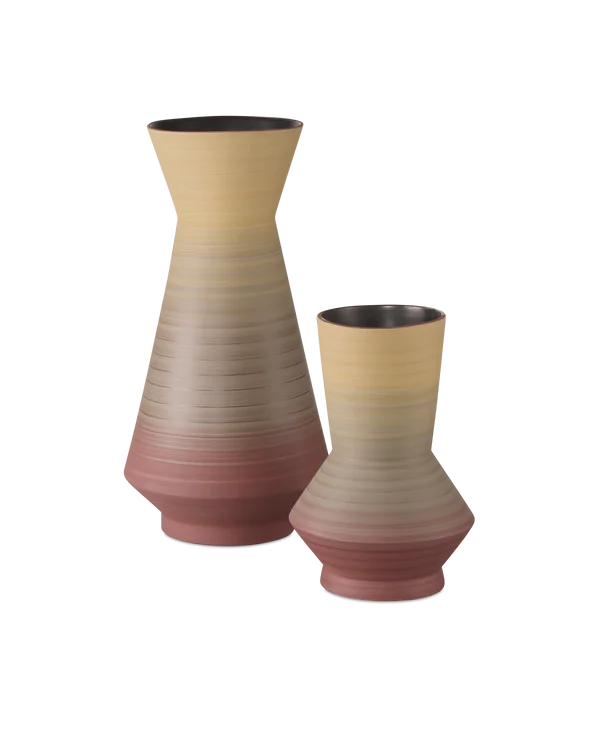 Currey & Company Happy 80's Red & Yellow Vase Set Of 2