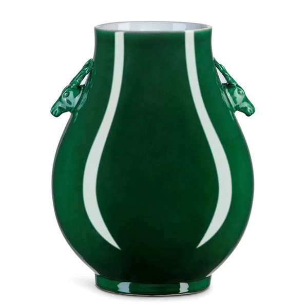 Currey And Company Imperial Green Deer Ears Vase