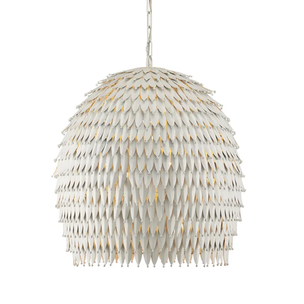 Currey & Company Overlay 24" White 3 Light Pendant
