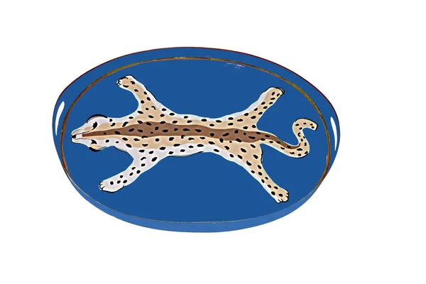 Dana Gibson Leopard Oval Tray