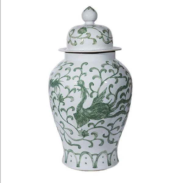 Dragon Lotus Temple Jar in Celadon by Legend of Asia