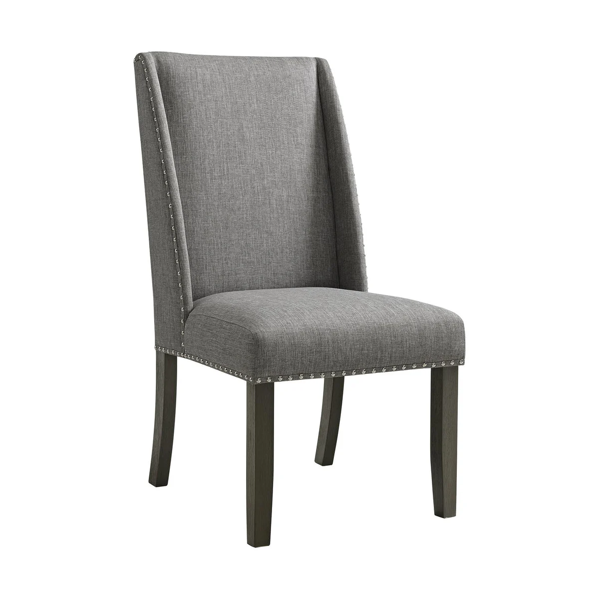 Everdeen Side Chair w/ Grey Fabric and Nail Heads in Charcoal (2 Per Carton)