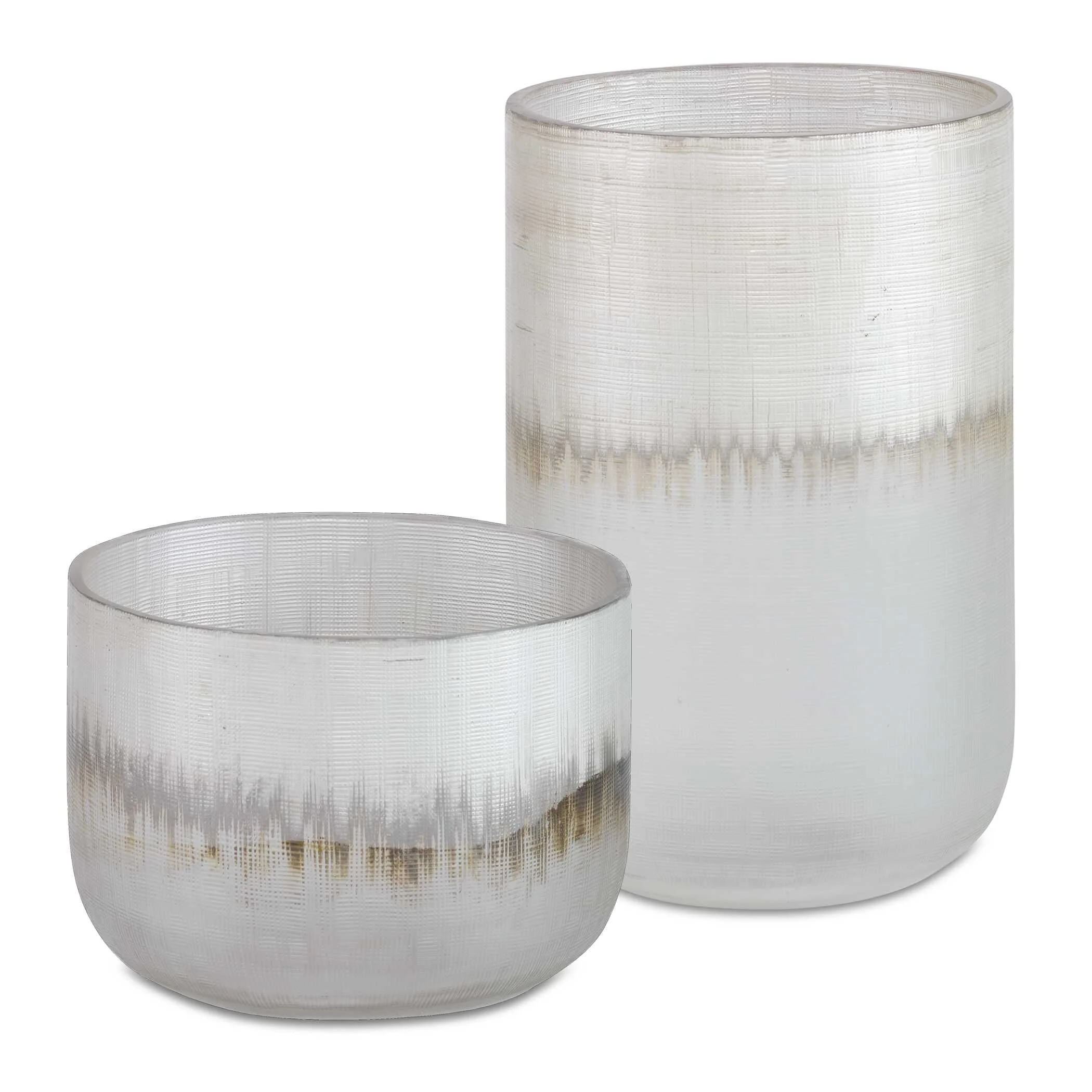 Frost Silver Drip Glass Vases, Set/2