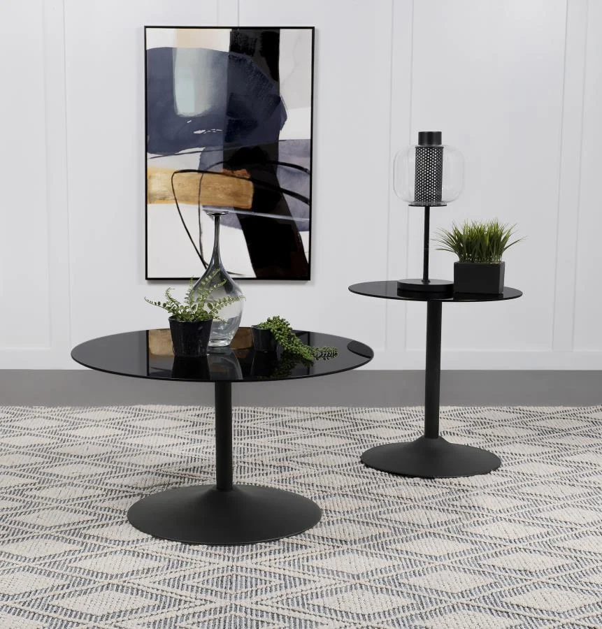 Ganso - Round Glass Top Coffee And End Table Set