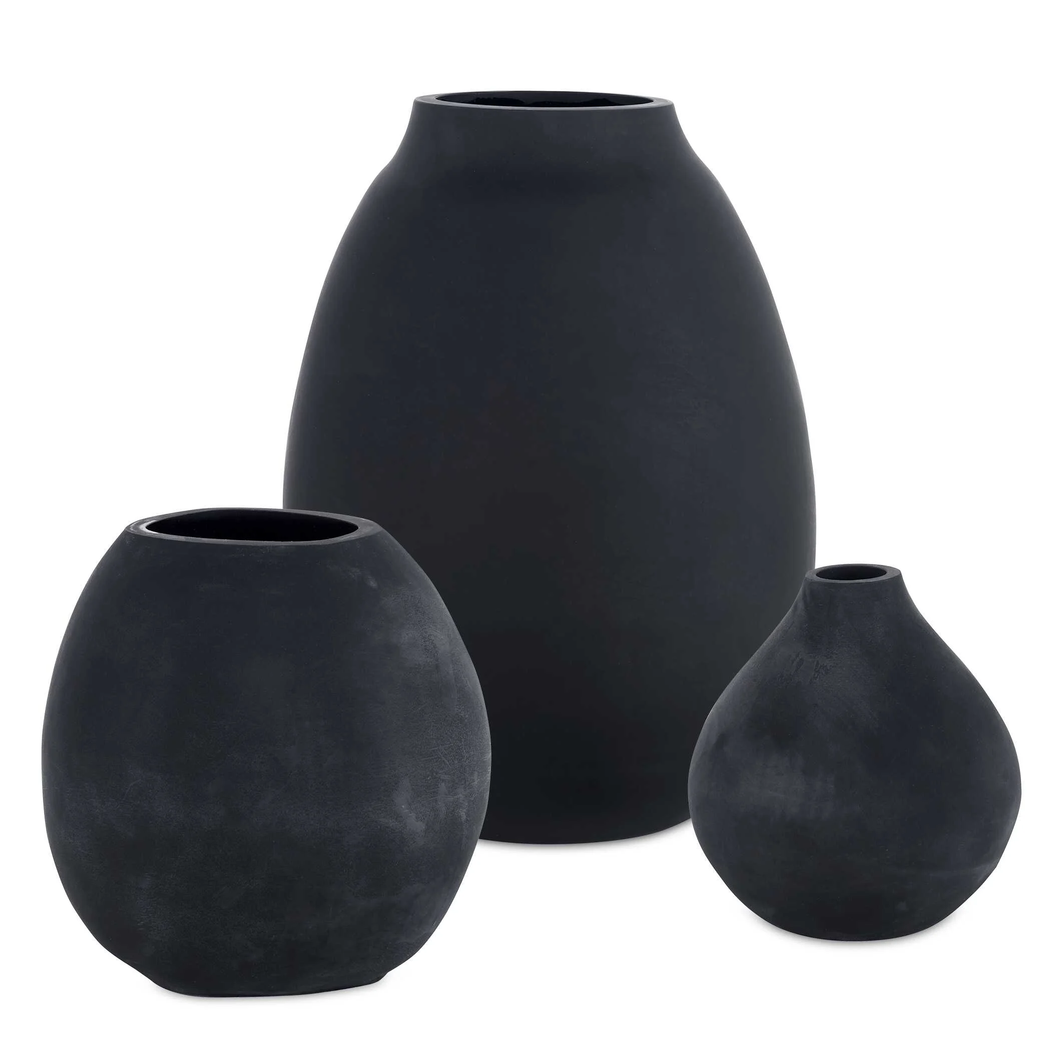 Hearth Matte Black Vases, Set/3