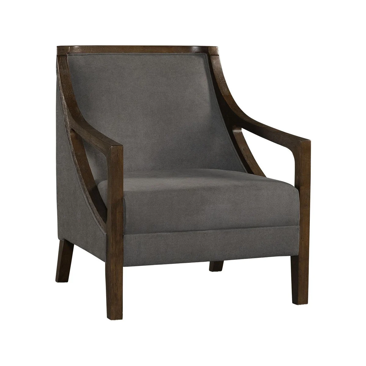 Hopkins Chair w/Brown Arm Columbia Charcoal (ISTA 3)