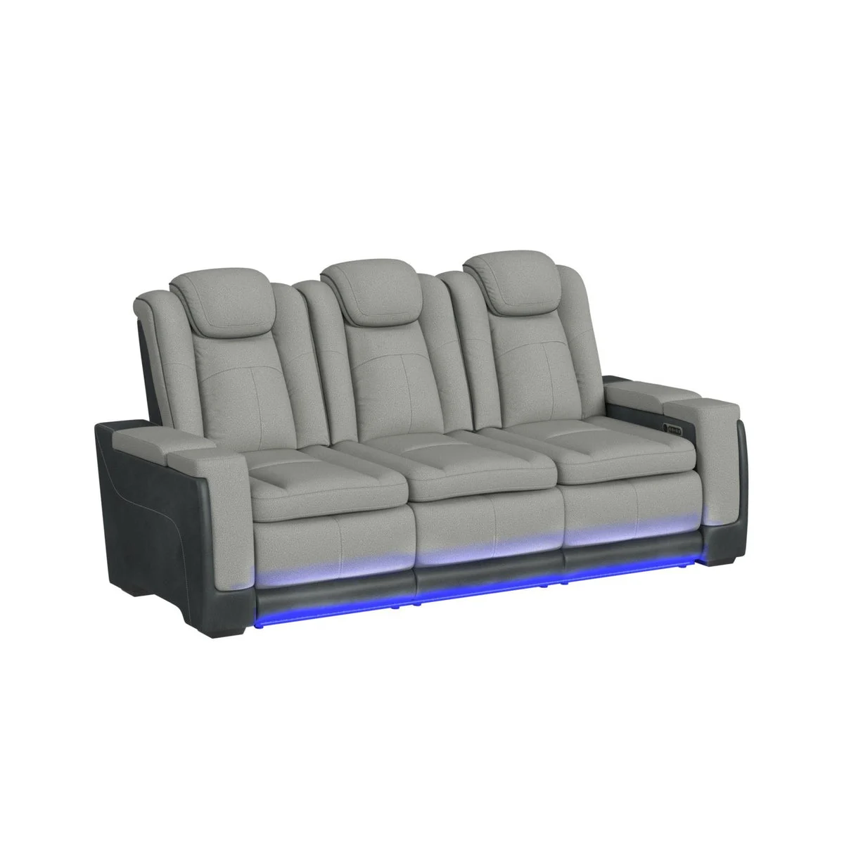 Lantana 3PC Living Room Set in Rocky Cement/Charcoal-Sofa, Loveseat & Recliner