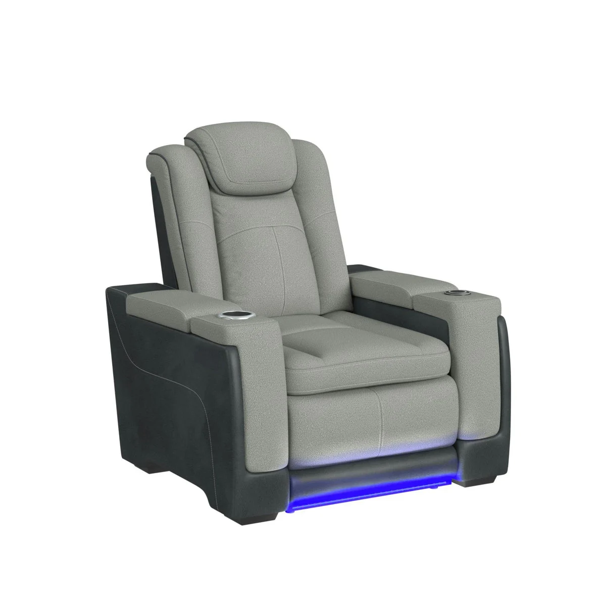 Lantana Power Motion Recliner with Power Headrest, Led ,wireless charger and cup holder in Rocky Grey/Brown