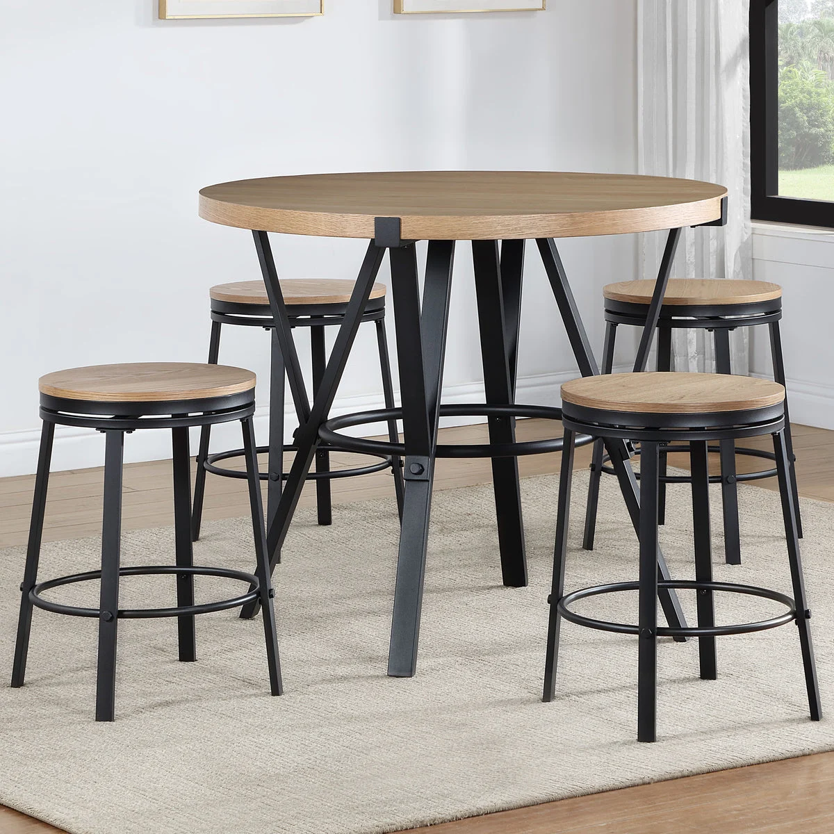 Magnolia - 5 Piece Counter Dining Set - Light Brown