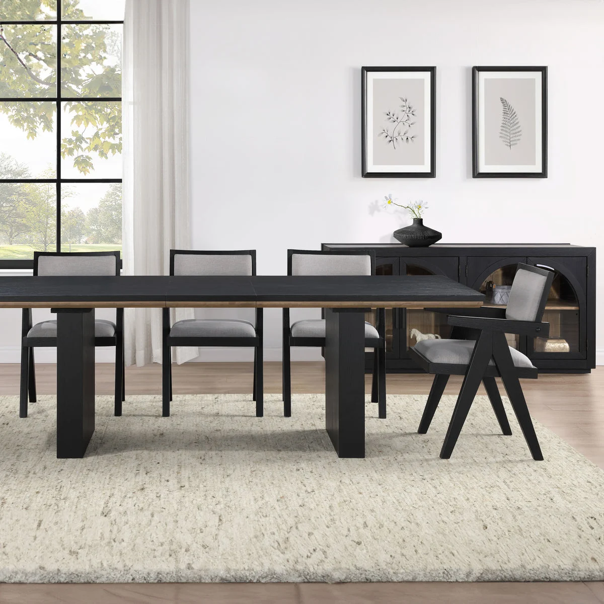 Magnolia - Table 5 Piece Arm Chair Set - Black