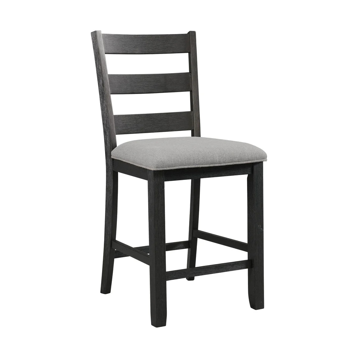 Martin Counter Side Chair with Grey Fabric - Black Finish (2 Per Carton)