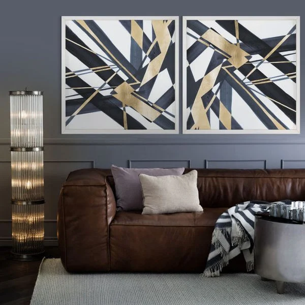 Natural Curiosities Gold and Navy Abstract Lines B