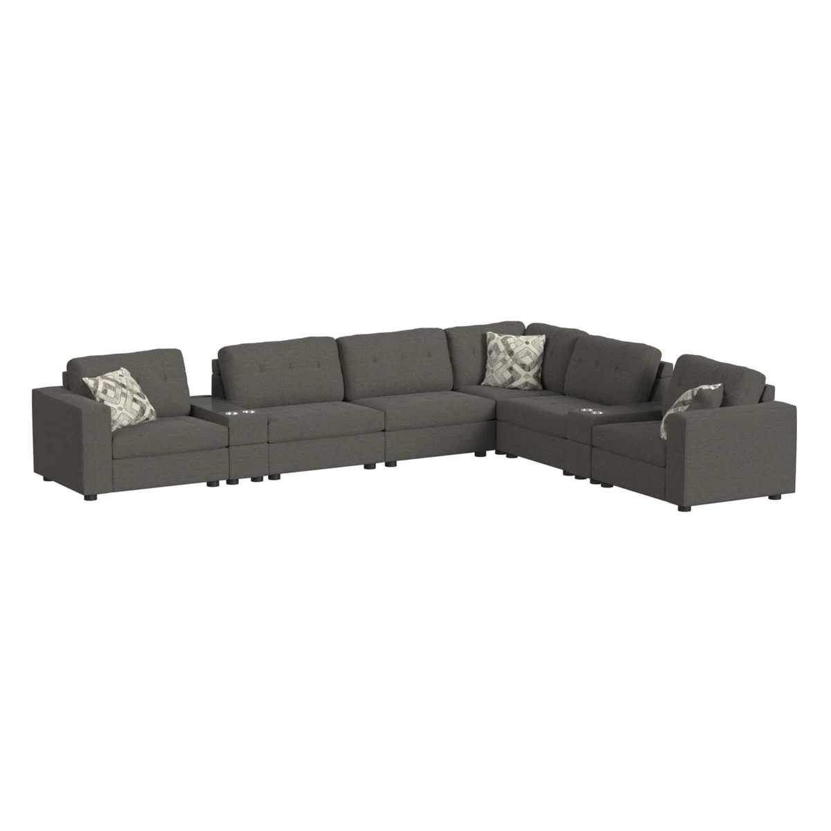 Options One 9PC Living Room Set in Palmer Plus Ash