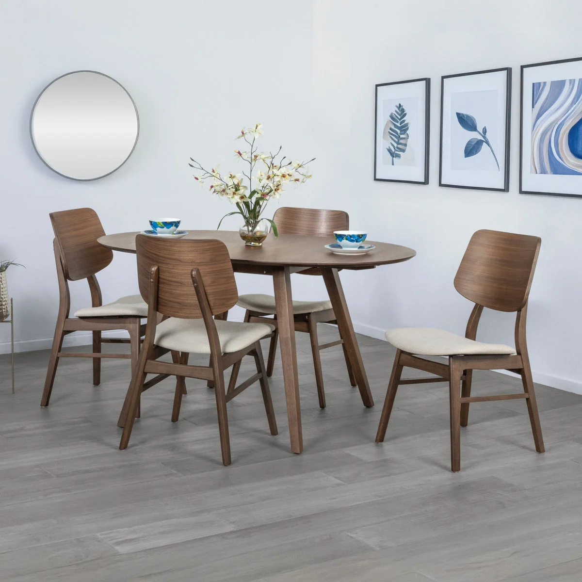 Oscar - Oval Drop Leaf Dining Table - Walnut