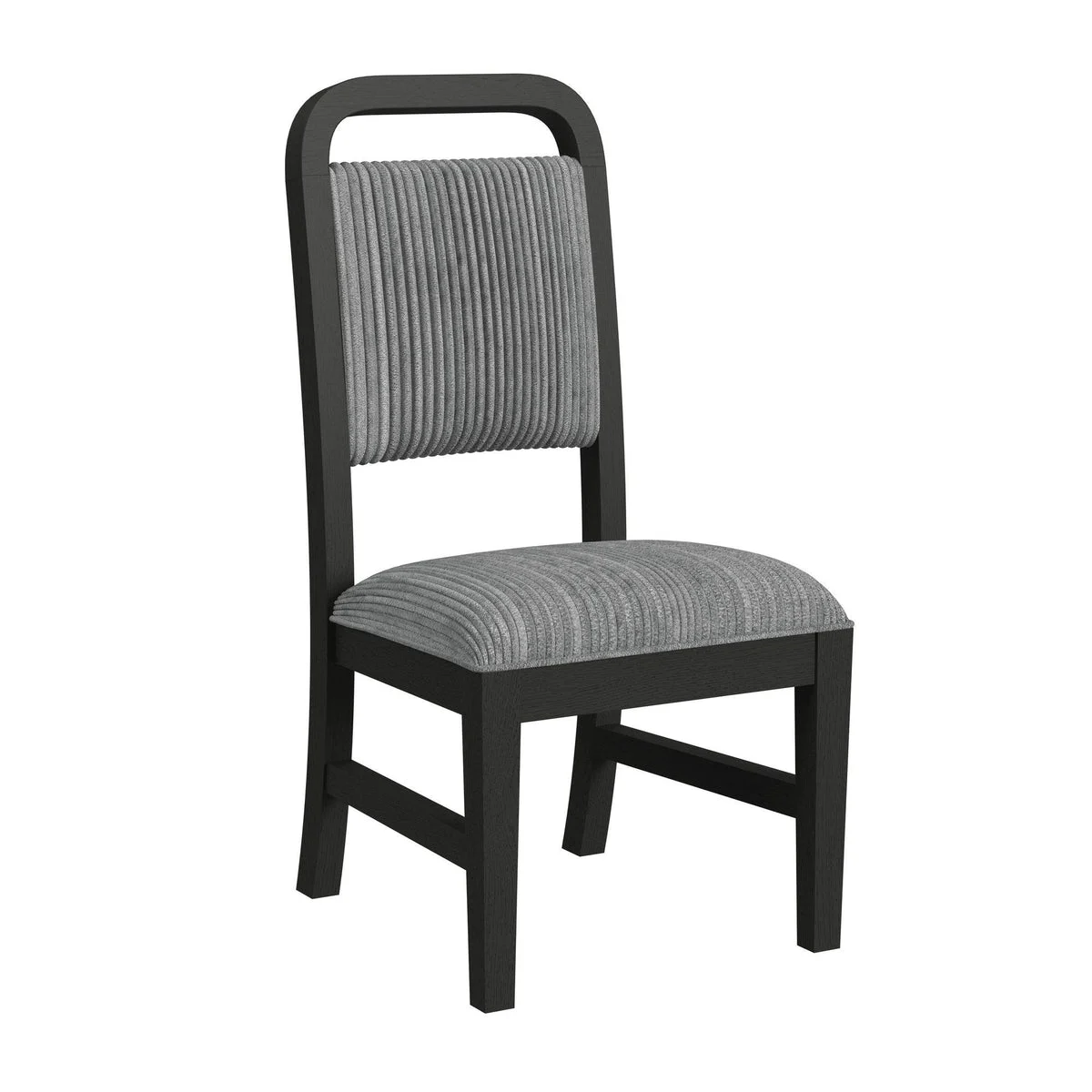Ridgemont Dining Side Chair with Grey Fabric in Black with Grain (2 Per Carton)