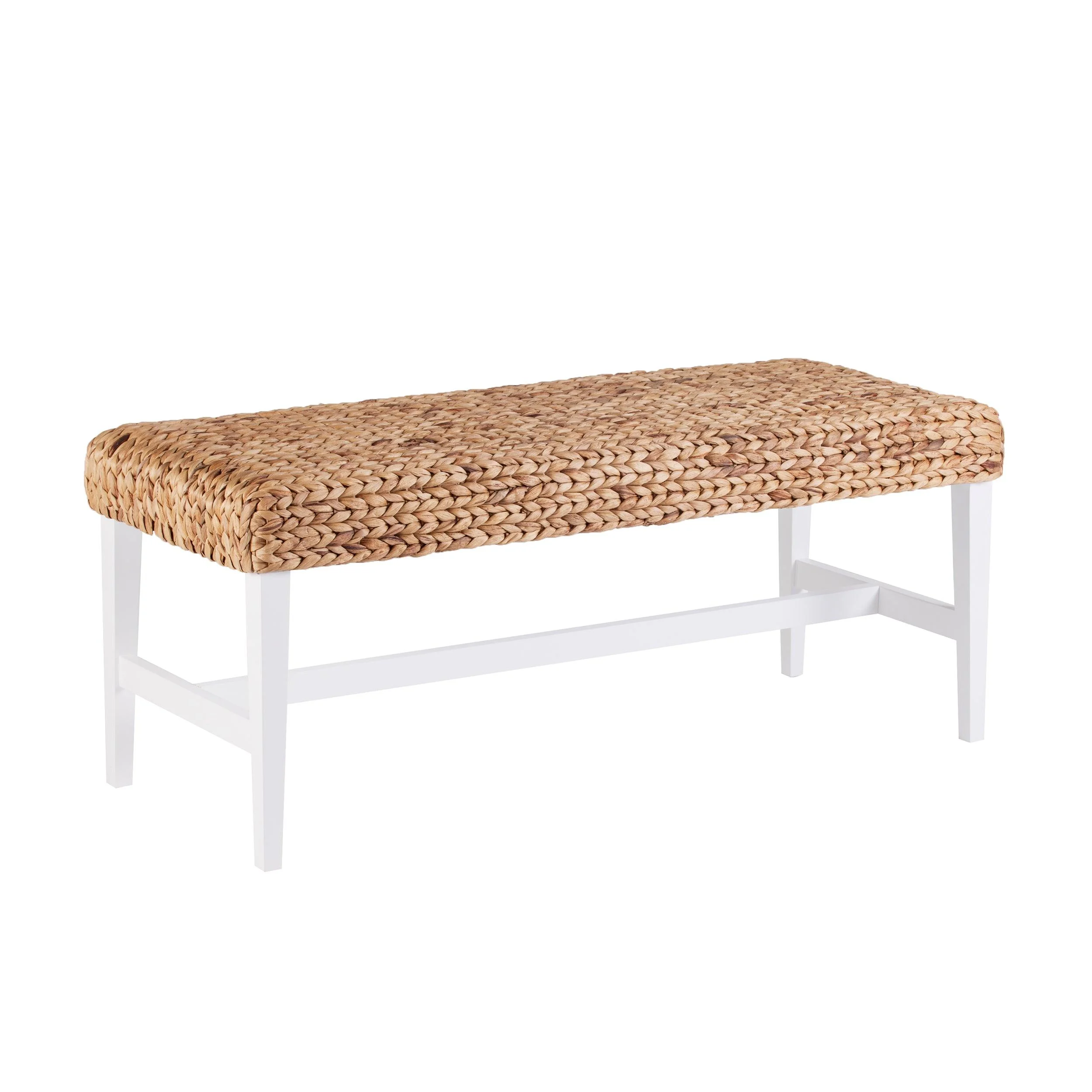 Standerson White Woven Coffee Table Bench