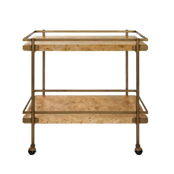 Worlds Away Cash Burl Wood Bar Cart