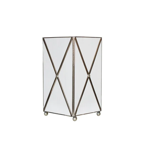 Worlds Away White Glass XHatch Wastebasket