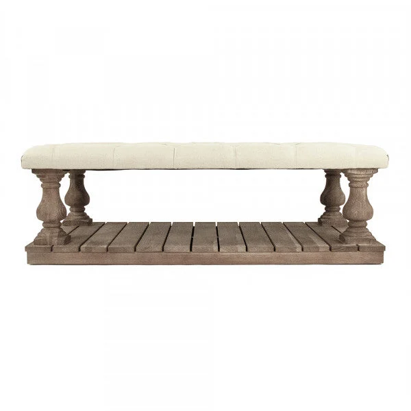 Zentique Bellamy Tufted Ottoman Natural Linen