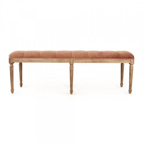 Zentique Louis Tufted Bench Rose Velvet