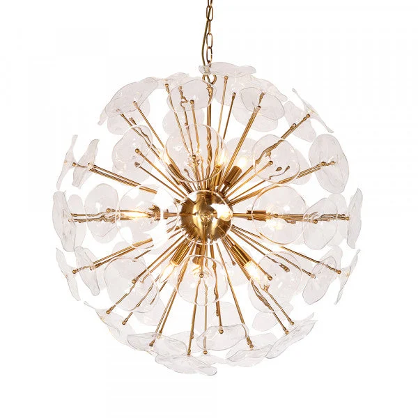 Zentique Petal Burst Pendant Light Large Gold, Clear Glass